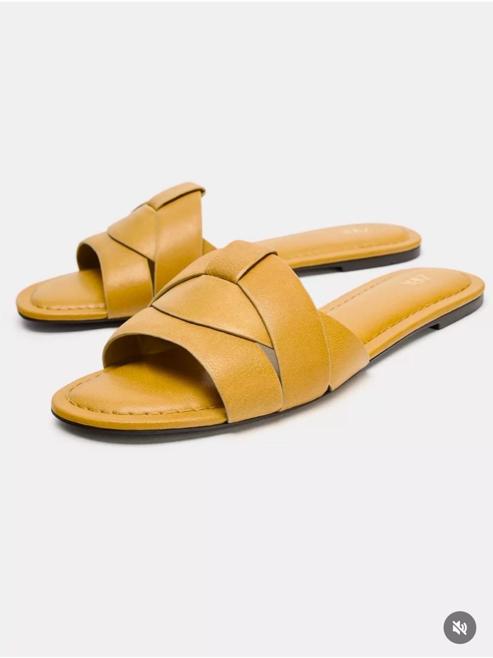 Zara Mustard Slide Sandals with Woven Strap